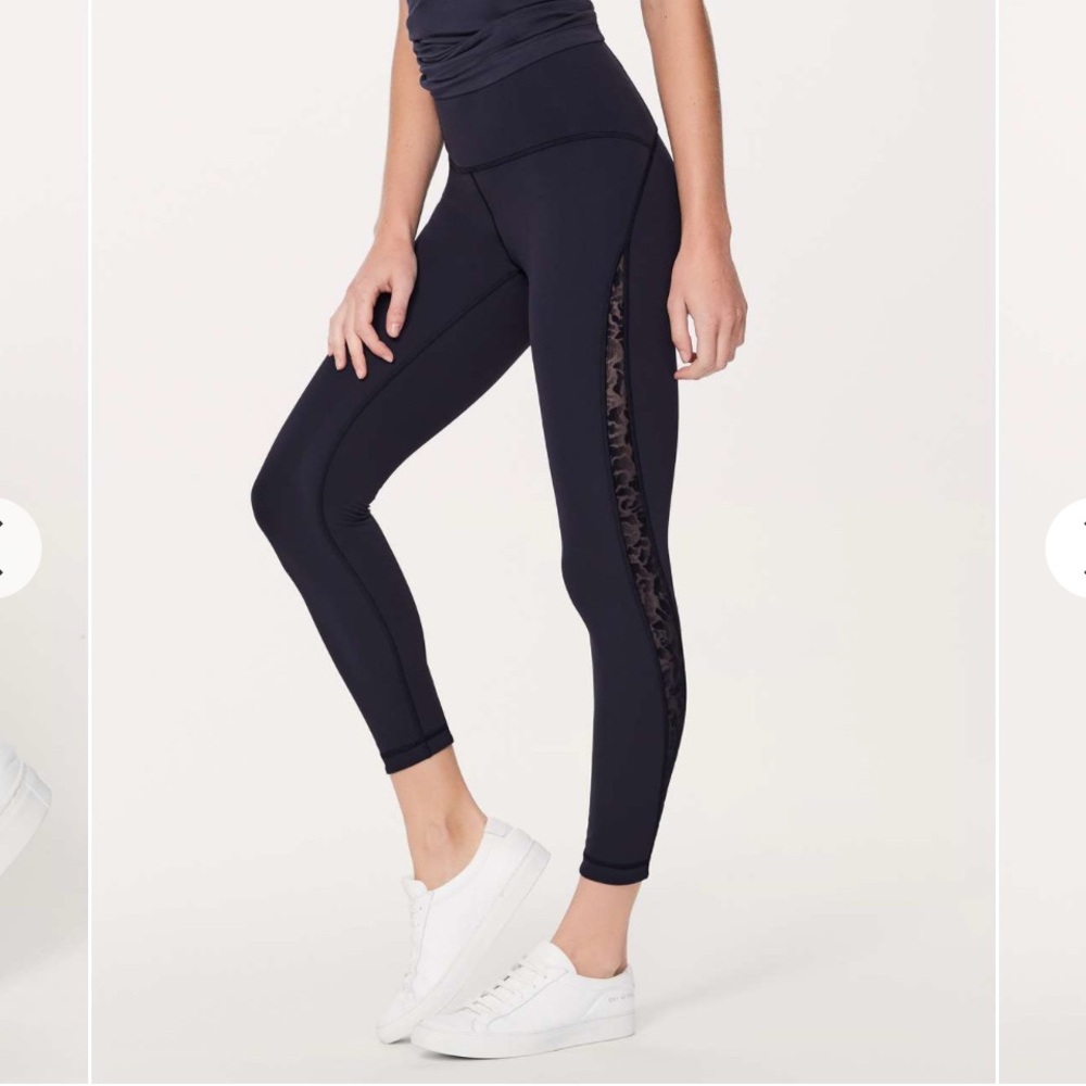 Lululemon Meant To Move 7/8 Tight 25" Black / Flocked Floral Black Black Size 8